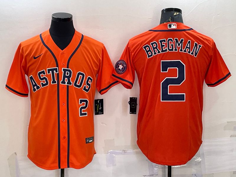 Men Houston Astros #2 Bregman Orange Game Nike 2022 MLB Jerseys->houston astros->MLB Jersey